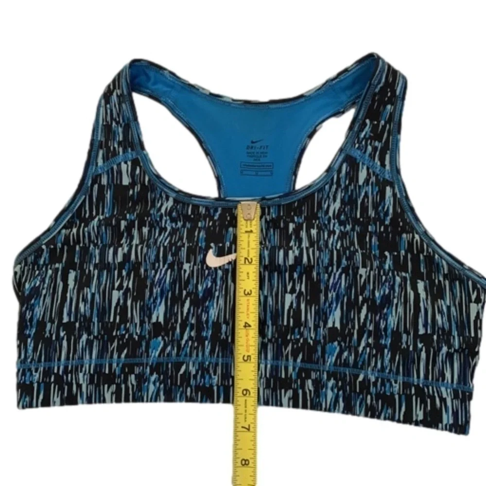 Nike Razor Back Sports Bra, Size M, Black Teal & Blue